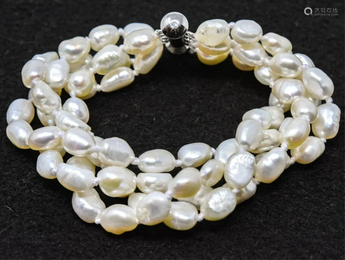 Multi Strand Baroque Pearl Hand Knotted Bracelet