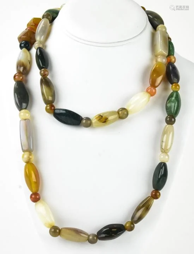 Vintage Handmade Agate & Carnelian Bead Neck…