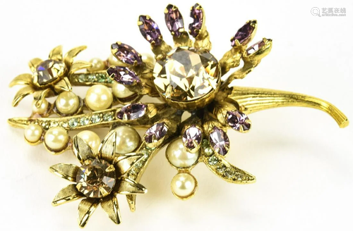 Vintage Costume Graziano Floral Brooch