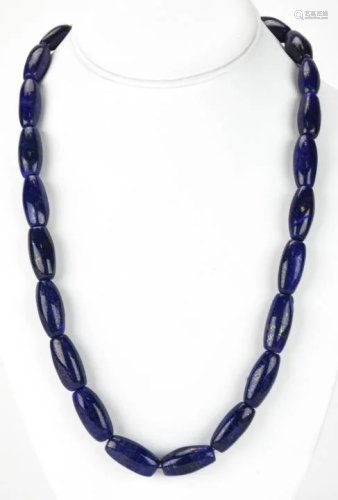 Handmade Necklace w Oblong Lapis Lazuli Beads