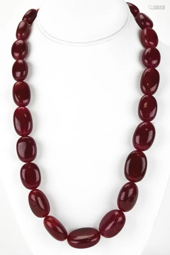 800 Carat Ruby Necklace w Tumbled Beads