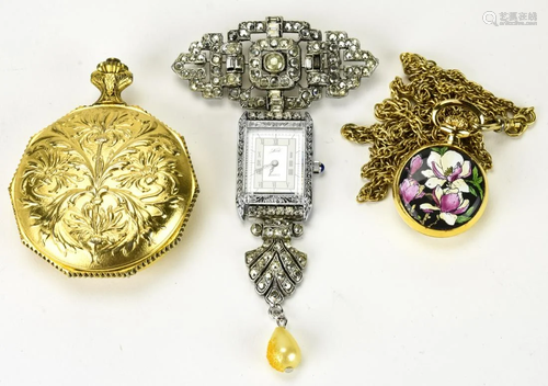 Lot of 3 Vintage Costume Watch Pins / Neckla…