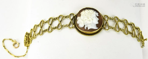 Victorian 14K Gold and Shell Cameo Bracelet