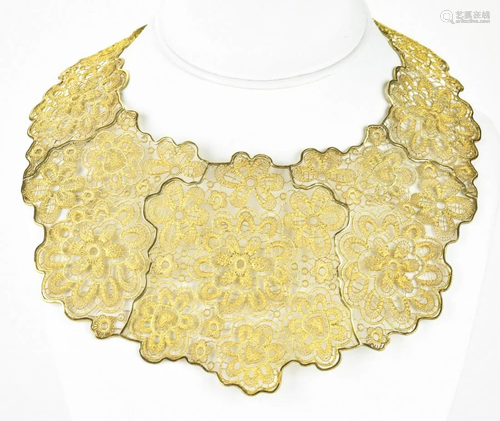 Italian Silver Vermeil Lace Collar / Choker