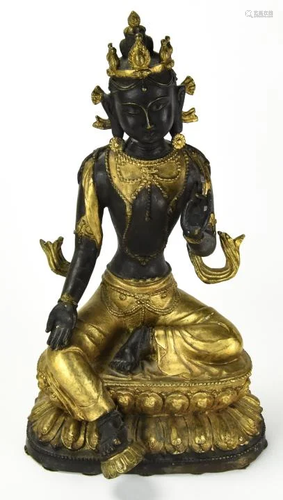 Bronze Tibetan Gilded Seated Buddha Statue