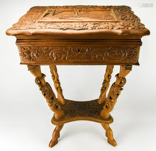 Western European Carved Campaign Style Desk