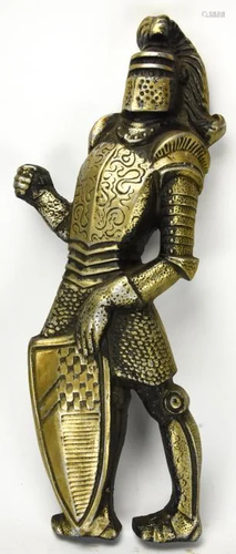 Gilt Cast Metal Figural Knight Wall Plaque