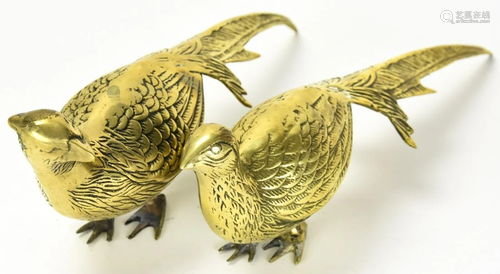 2 Vintage Brass Figural Pheasant Table Statues