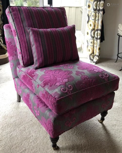 Contemporary Cut Velvet Damask Slipper Chair