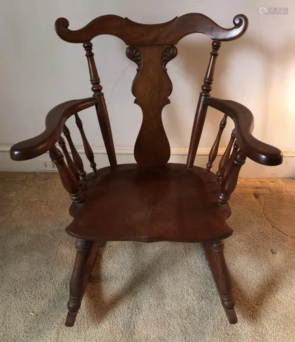 Antique Arts & Crafts Rocker w Serpentine Detail