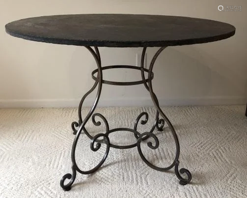 French Wrought Iron Bakers Slate Top Dining Table