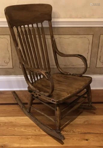 Antique American Carved Rocking Chair