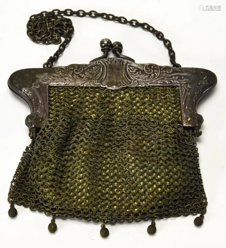 Antique German Silver Chain Mail Purse