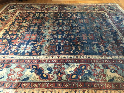 Hand Knotted Armenian Wool Area Carpet Red / Blue