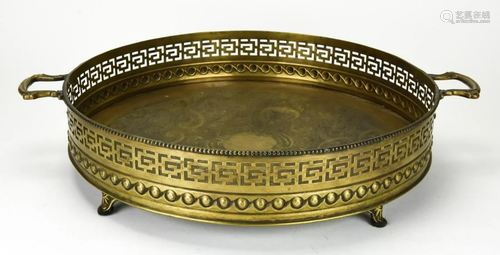 Large Castilion Brass Tray w Gallery Greek Key