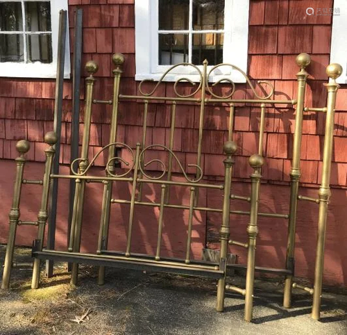 Vintage Gilt Brass Art Nouveau Style Bed Frame