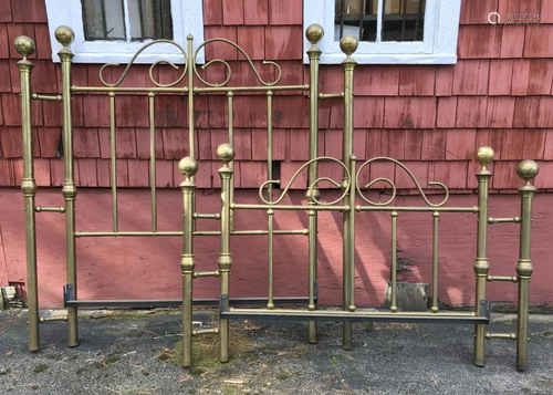 Vintage Gilt Brass Art Nouveau Style Bed Frame