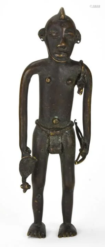 African Bronze Figural Warrior Tribal Statue