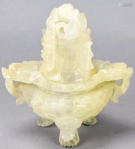 Chinese White Nephrite Jade Covered Censer