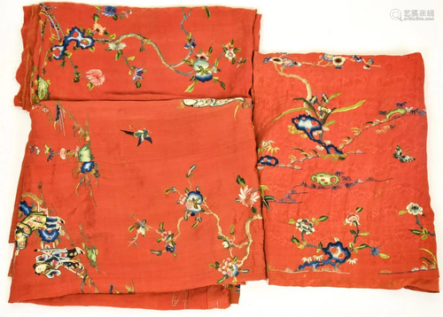 3 Chinese Hand Embroidered Silk Textiles