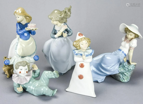 Collection of 5 Lladro Statues circa 1980's