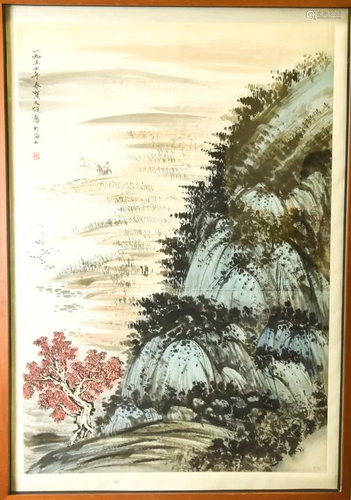 Chinese Watercolor & Ink Painting Landscape Scene