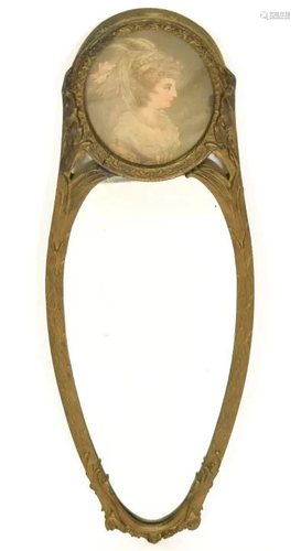 Antique Art Nouveau Style Mirror W Portrait Litho