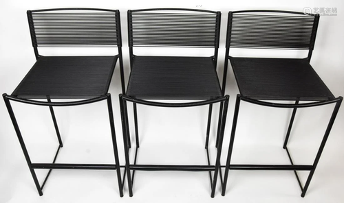 3 Black Spaghetti Stools, Belotti for Alias, Italy