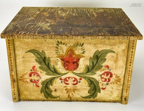 Antique Swedish Folk Art Hand Painted Chest