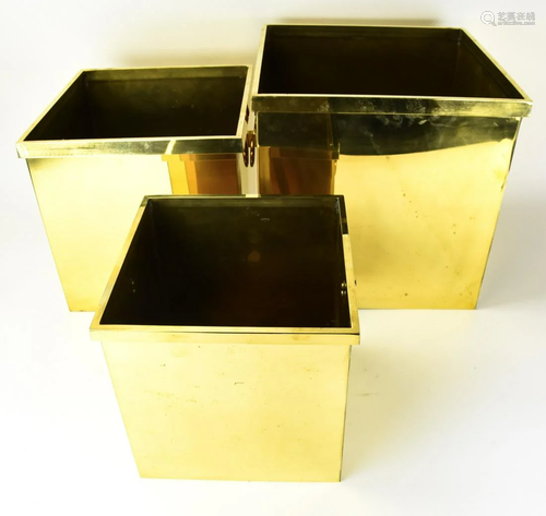 3 Contemporary Brass Handled Planters