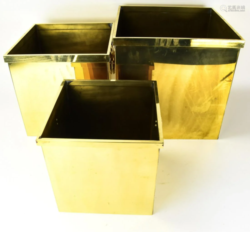 3 Contemporary Brass Handled Planters