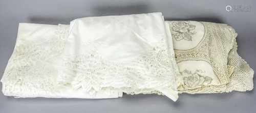 3 Vintage Belgium Lace, Crocheted Table Cloths