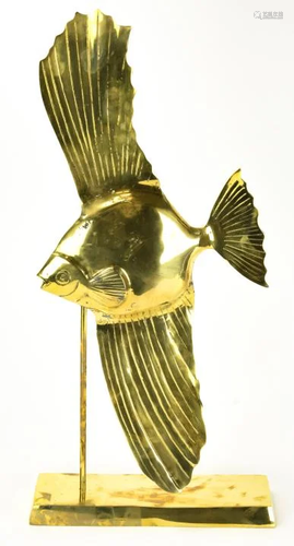 Vintage Mid C Brass Figural Fish Table Statue