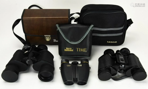 3 Pairs Binoculars Bushnell, Tasco, Bausch & Lomb