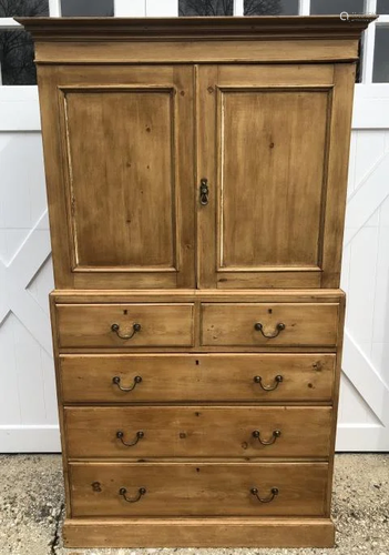 Vintage Pine Cabinet, Wardrobe, Linen Press