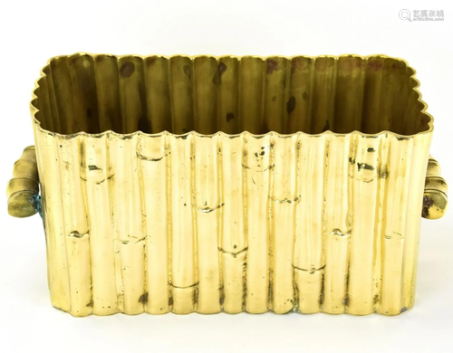 Vintage Gilt Brass Faux Bamboo Planter