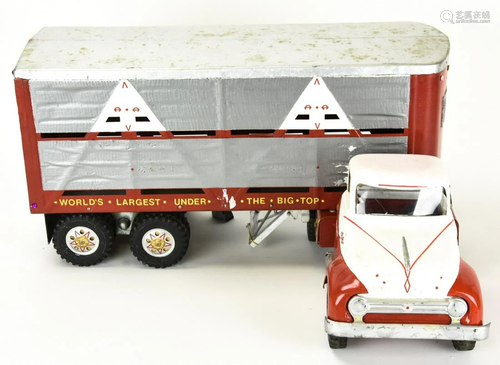 Vintage Steel Painted Toy Truck 14 Wheeler