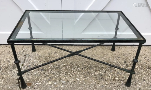 Vintage Giacometti Style Bronze & Glass Table