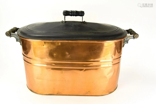 Antique Copper Covered Boiler / Wash Tub