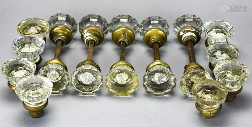 Collection of Clear Glass Rosette Motif Doorknobs