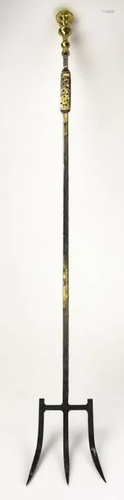 Long Handled Cast Iron & Brass Fire Place Stoker