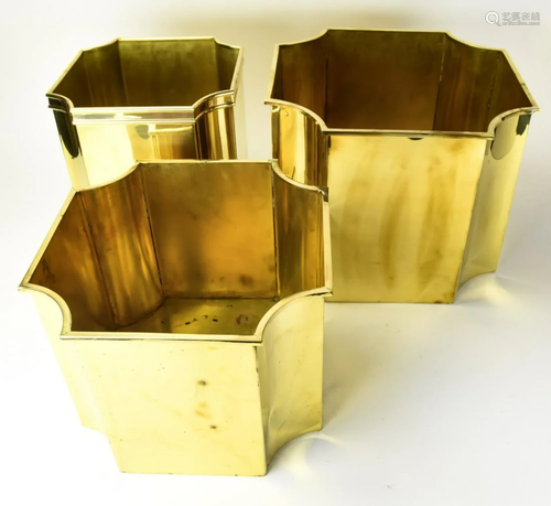 3 Contemporary Brass Planters