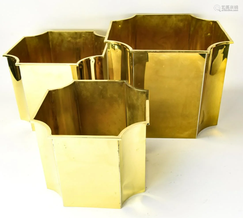 3 Contemporary Brass Planters