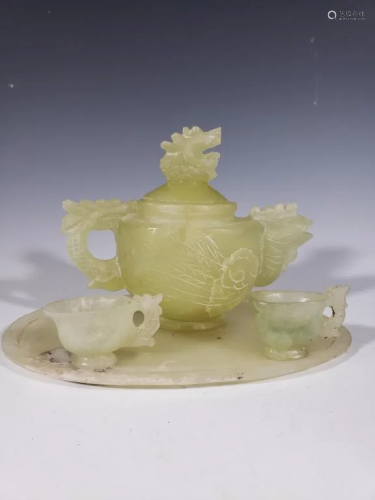 Chinese Jadestone Teapot Set
