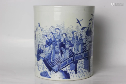 Chinese Blue and White Porcelain Brushpot