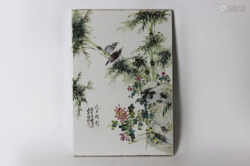 Chinese Famille Rose Porcelain Plaque