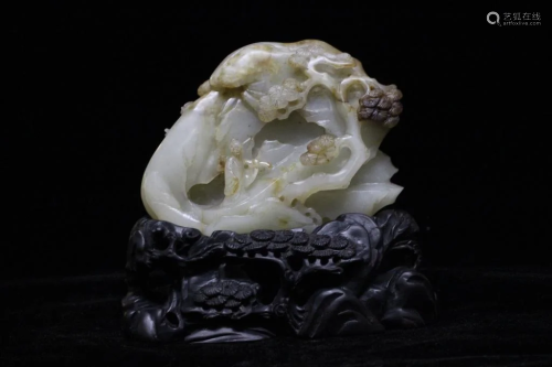 Chinese Jade Carving w Stand
