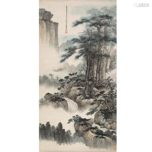 Chinese Ink Color Landscape Painting, Signed