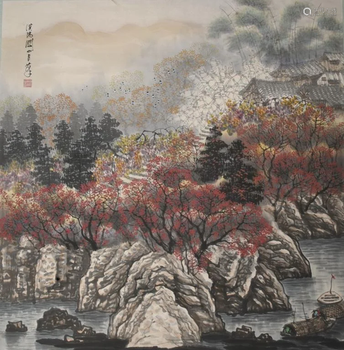 Chinese Ink Color Landscape Painting