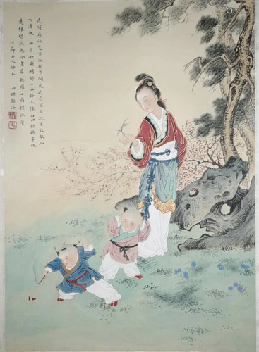 Chinese Ink Color Scroll Painting, Signed and Seal